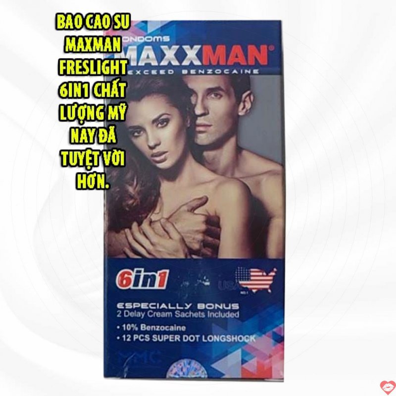 Bao Cao Su Maxman Freslight 6in1 Mỹ - Tăng Cực Khoái, Siêu Mỏng 