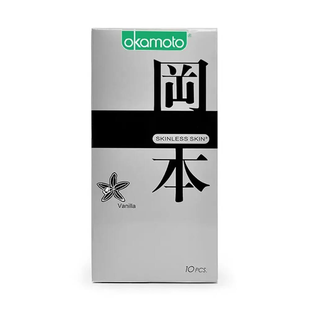 Bao cao su Okamoto Skinless Skin Vanilla - Hương vani mềm mại - Hộp 10 cái