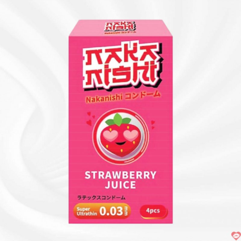Bao cao su Nakanishi 0.03mm siêu mỏng hương dâu hộp 4 cái 