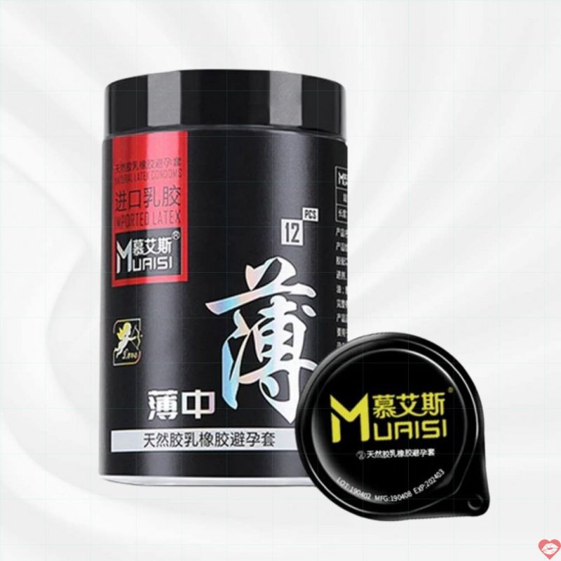 Bao cao su Muaisi Latex Đen Mỏng Mịn Hộp 12 Cái Hàng Nhập Khẩu 