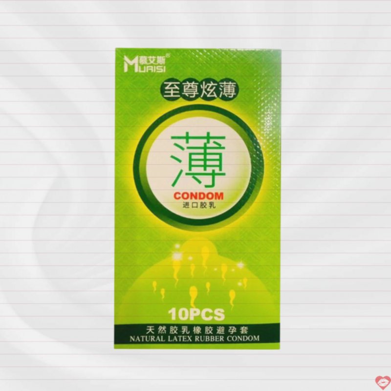 Muaisi Xanh Lá siêu mỏng hương dâu hộp 10 siêu mềm mại 