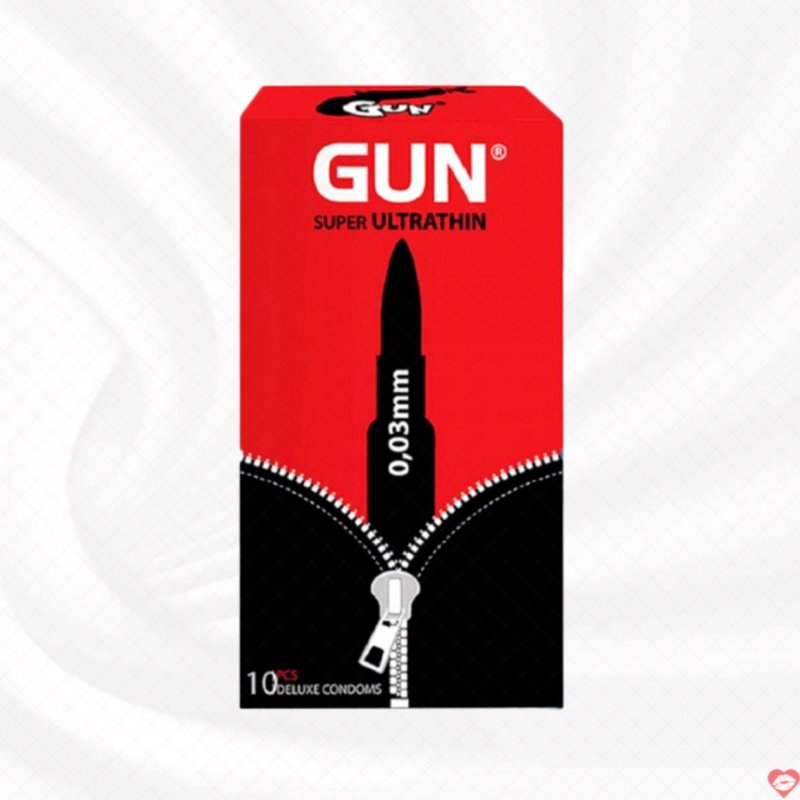Bao cao su Gun Super Ultra Thin 0.03mm Siêu Mỏng Hộp 10 Cái
 