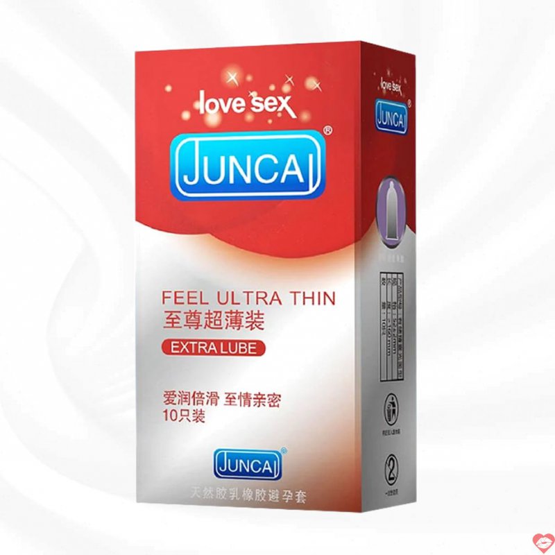 Bao cao su Juncai siêu mỏng gel bôi trơn hộp 10 chiếc an toàn 
