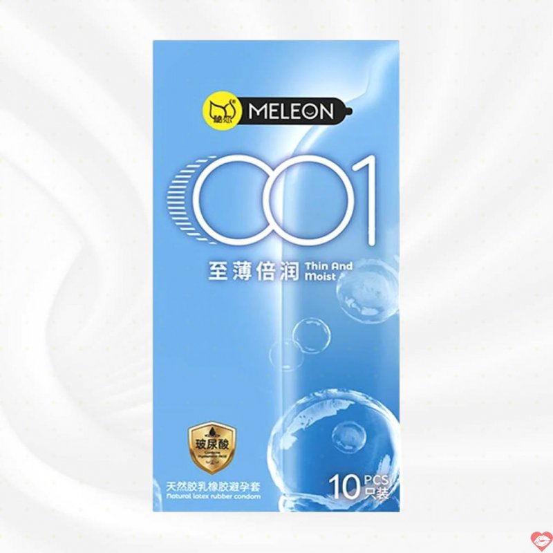 Bao cao su Meleon 001 mỏng ẩm tự nhiên kích thích - Hộp 10 