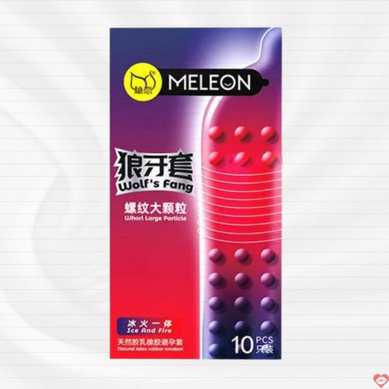 Bao cao su Meleon Wolfs Fang Hạt lớn siêu kích thích Hộp 10 