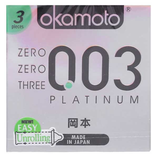 Bao cao su Okamoto 0.03 Platinum Siêu mỏng Trong suốt