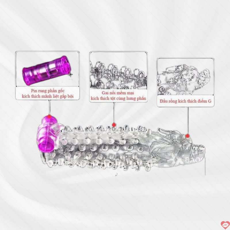 Bao cao su Đôn dên gai nổi Đầu Rồng rung mạnh kích thích cực đỉnh 