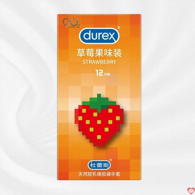 Bao cao su Durex hương dâu 56mm hộp 12 cái mềm mượt 