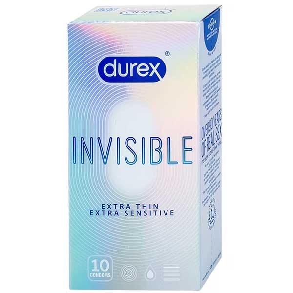 Bao Cao Su Durex Invisible – Siêu Mỏng Ôm Khít – Hộp 10 cái
