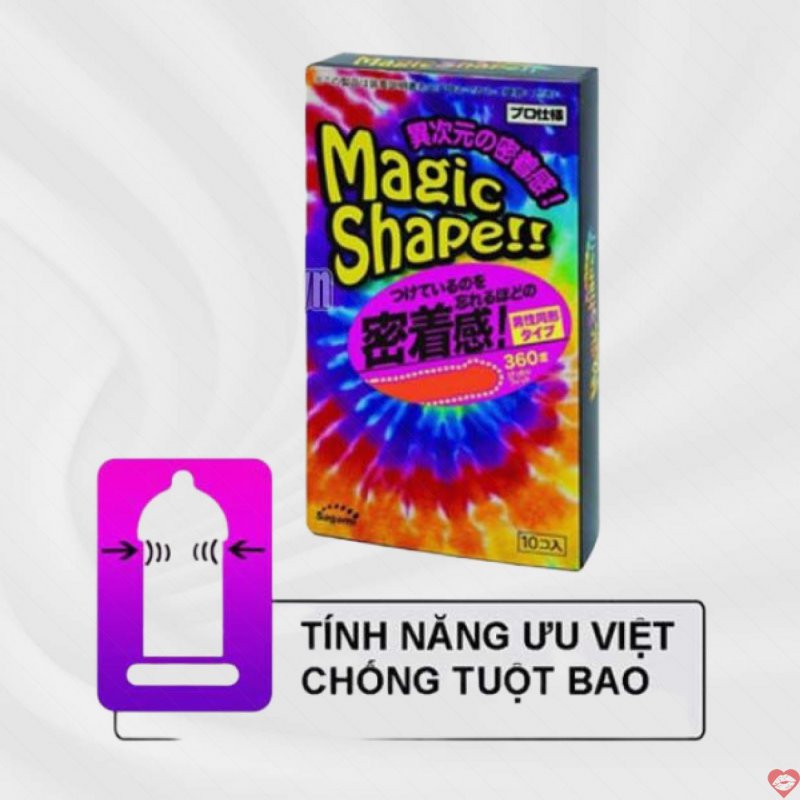 Bao Cao Su Sagami Magic Shape 3D Gân Sọc Kích Thích Cực Mạnh 
