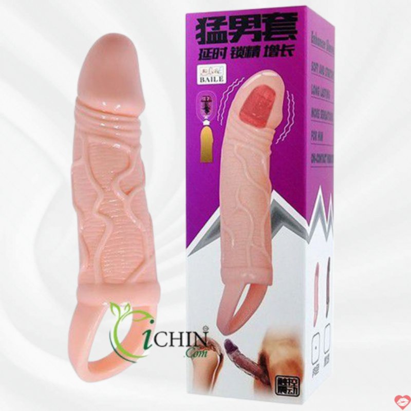 Bao cao su đôn dên Men Extension có rung đầu quai đeo ngay bìu