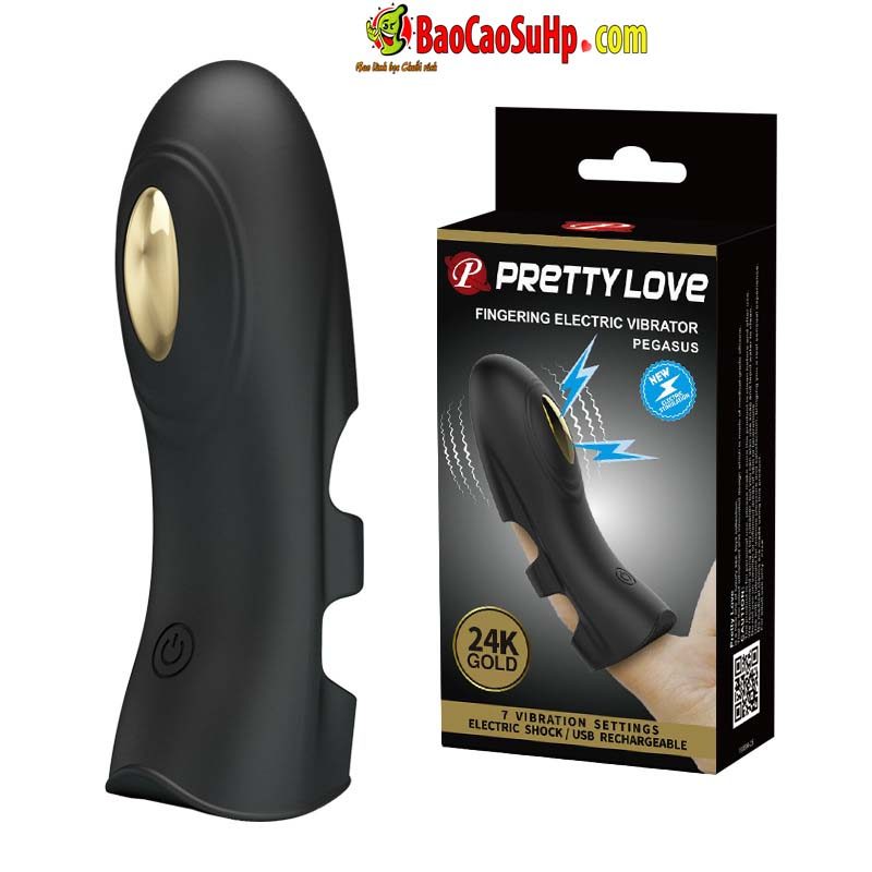 Sextoy ngón tay rung cao cấp Baile Gold 18k Electric Pegasus phóng điện