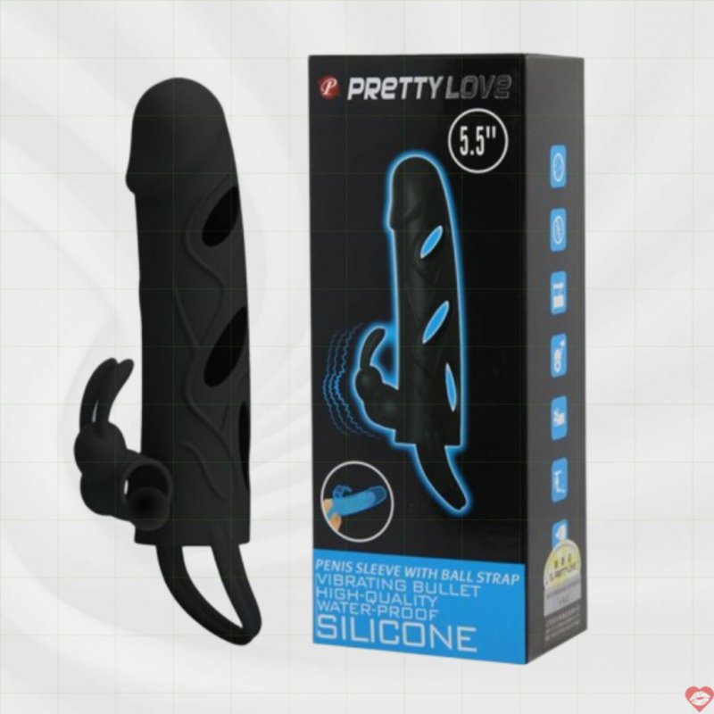 Bao Cao Su Đôn Silicon Mềm Mịn Có Rung Kết Hợp Vòng Đeo - Prettylove