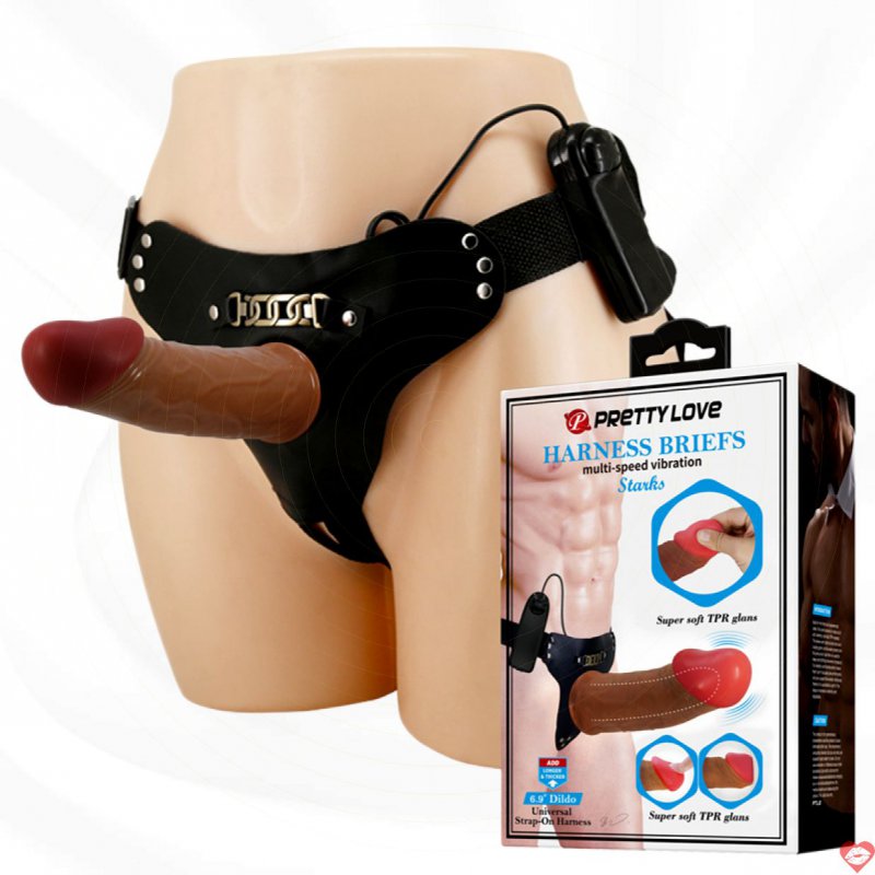 Dương Vật Giả Dây Đeo Prettylove Harness Briefs Multi Speed Vibration Starks