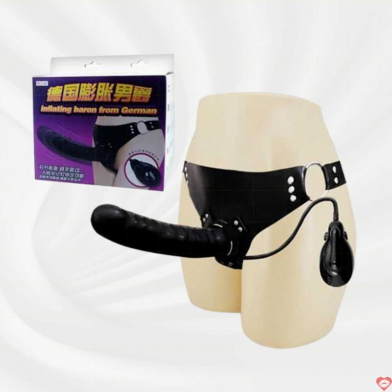 Dương Vật Giả Dây Đeo Bơm Hơi Tự Động Màu Đen