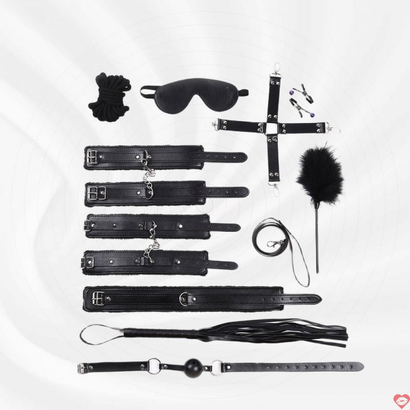 Đồ chơi bạo dâm – Bộ dụng cụ 10 món lót lông COOC – BDSM 05