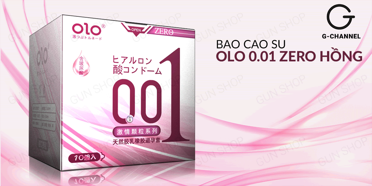 Cung cấp Bao cao su OLO 0.01 Zero Hồng - Siêu mỏng có hạt nhiều gel bôi trơn - Hộp 10 cái giá rẻ