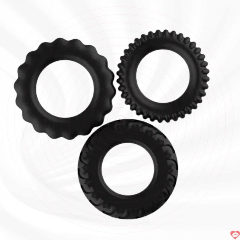 Vòng đeo cu silicon BAILE DC60U 3 vòng gân răng cưa kích thích 