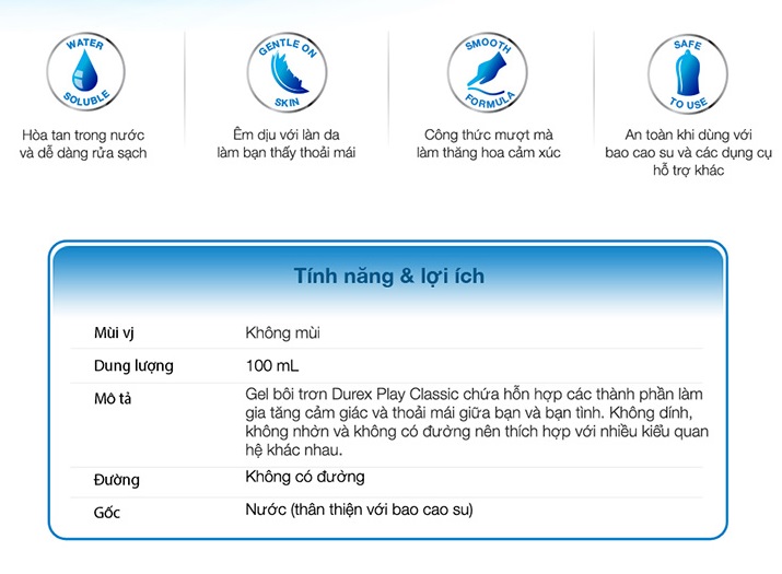 Gel bôi trơn Durex Play Classic 50ml tăng khoái cảm tốt nhất
