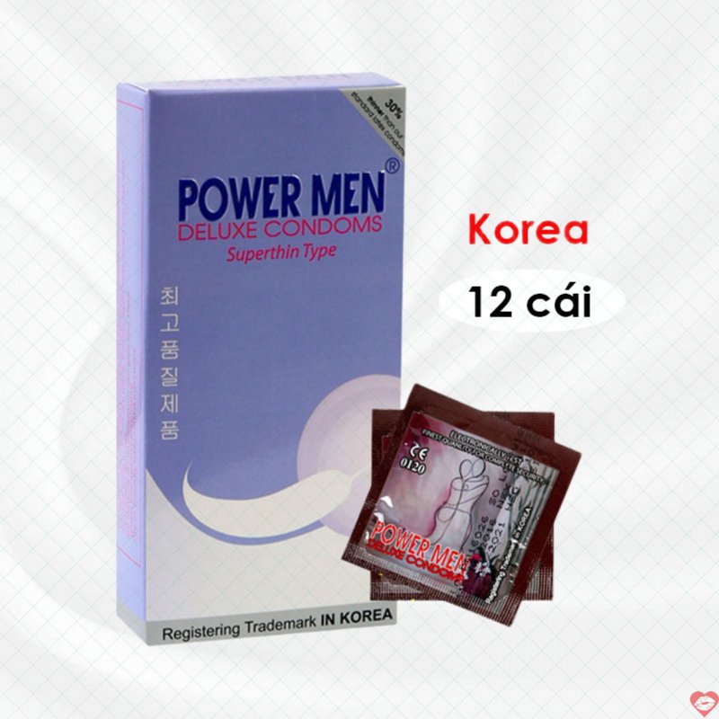 Power Men Duluxe siêu mỏng Chính hãng Hàn Quốc Bao cao su siêu mỏng tiện lợi 