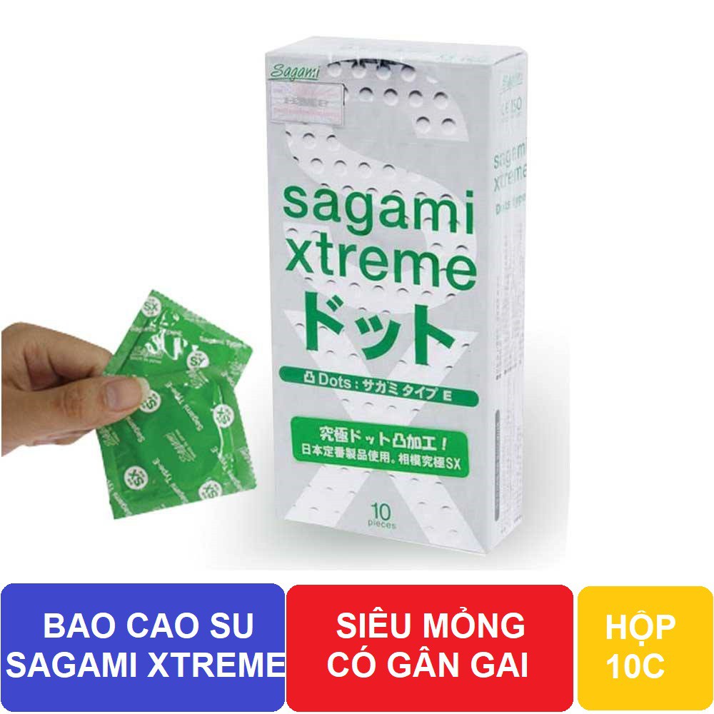 Bao Cao Su Sagami Gân Gai Xtreme Dots - Tăng Khoái Cảm - Hộp 10
