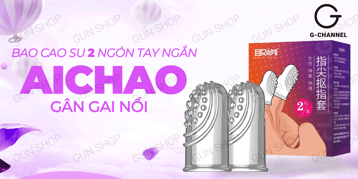 Bao cao su ngắn Aichao 2 ngón tay Gân gai nổi Hộp 2 cái kích thích Bao cao su ngắn Aichao 2 ngón tay Gân gai nổi Hộp 2 cái kích thích