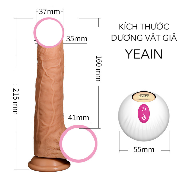 Dương vật giả rung thụt gắn tường YEAIN G Point siêu thực điều khiển từ xa