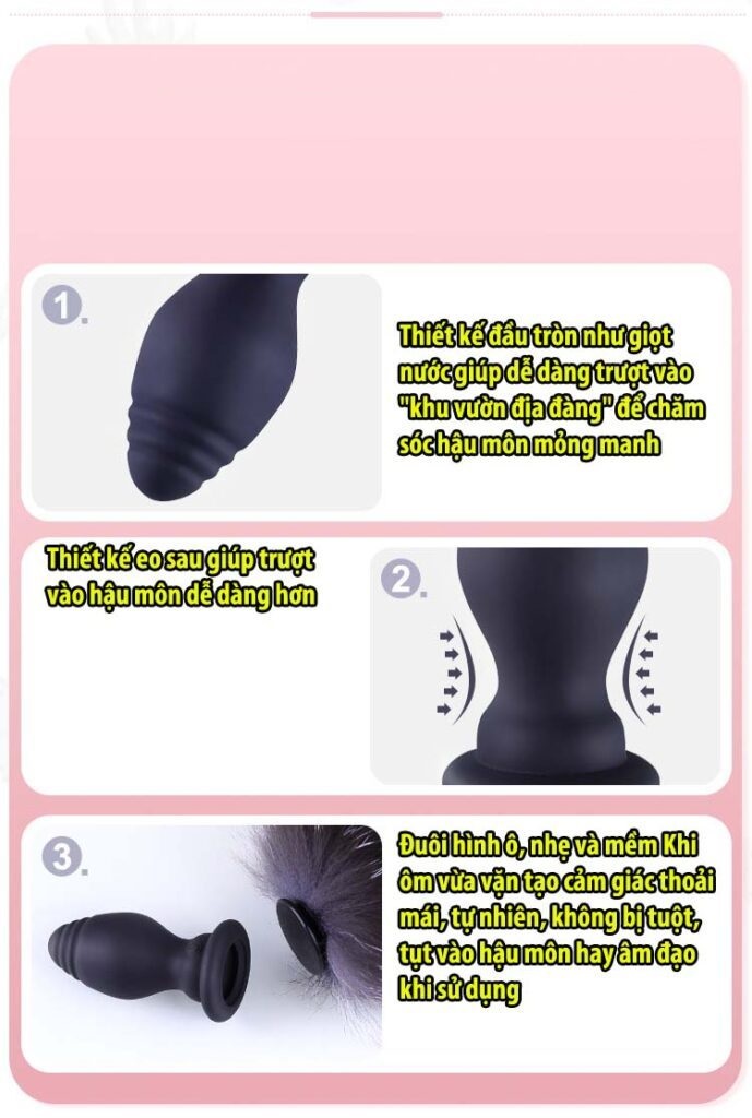 Đuôi cáo silicone rung điều khiển cosplay sexy phụ kiện đồ chơi
