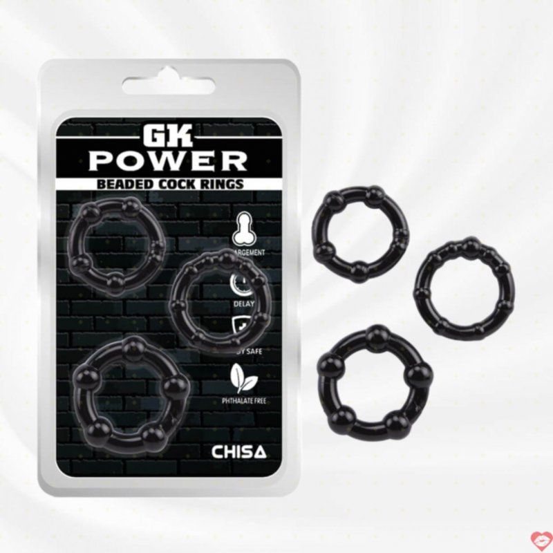Vòng Đeo Kéo Dài Thời Gian Chisa Beaded Cock Rings Đen Siêu Bền 
