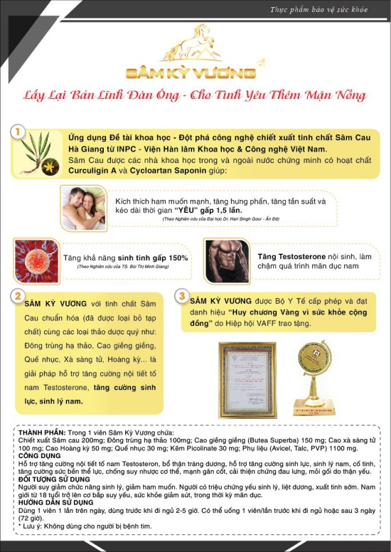 Thuốc Sâm Kỳ Vương cải thiện sinh lực phái mạnh, ngăn xuất tinh sớm Thuốc Sâm Kỳ Vương cải thiện sinh lực phái mạnh, ngăn xuất tinh sớm