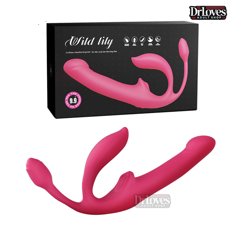 Dương Vật Giả Wild Lily 3in1 Rung Thụt Cho Les