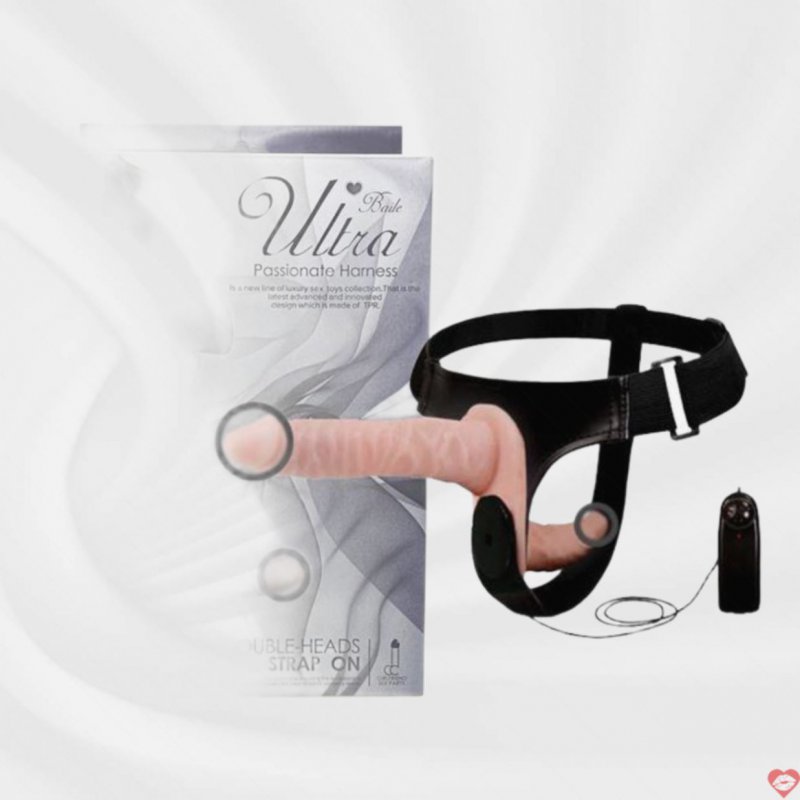 Dương vật giả 2 đầu rung dây đeo Ultra Passionate chống nước siêu phê 