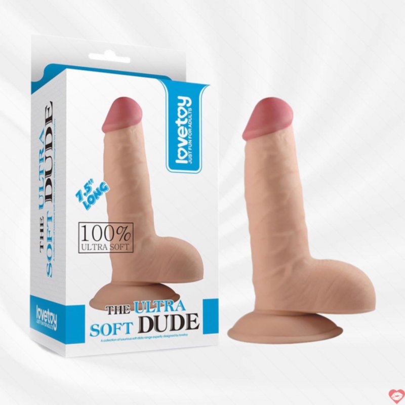Dương vật giả Lovetoy Ultra Soft Dude 7.5 inch Siêu mềm, dính tường, tăng khoái cảm 