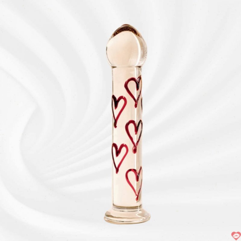 Dương vật thuỷ tinh MizzZee Glass Dildo hoạ tiết trái tim