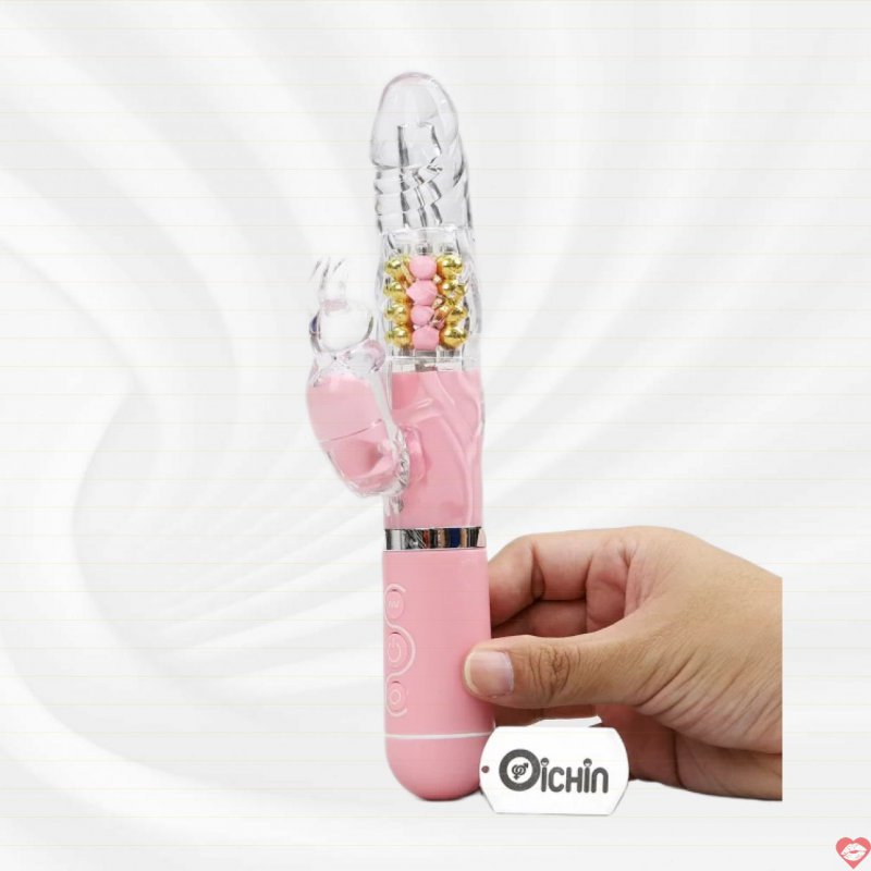 Pink Rabbit rung xoay đa chế độ pin sạc siêu bền kích thích 