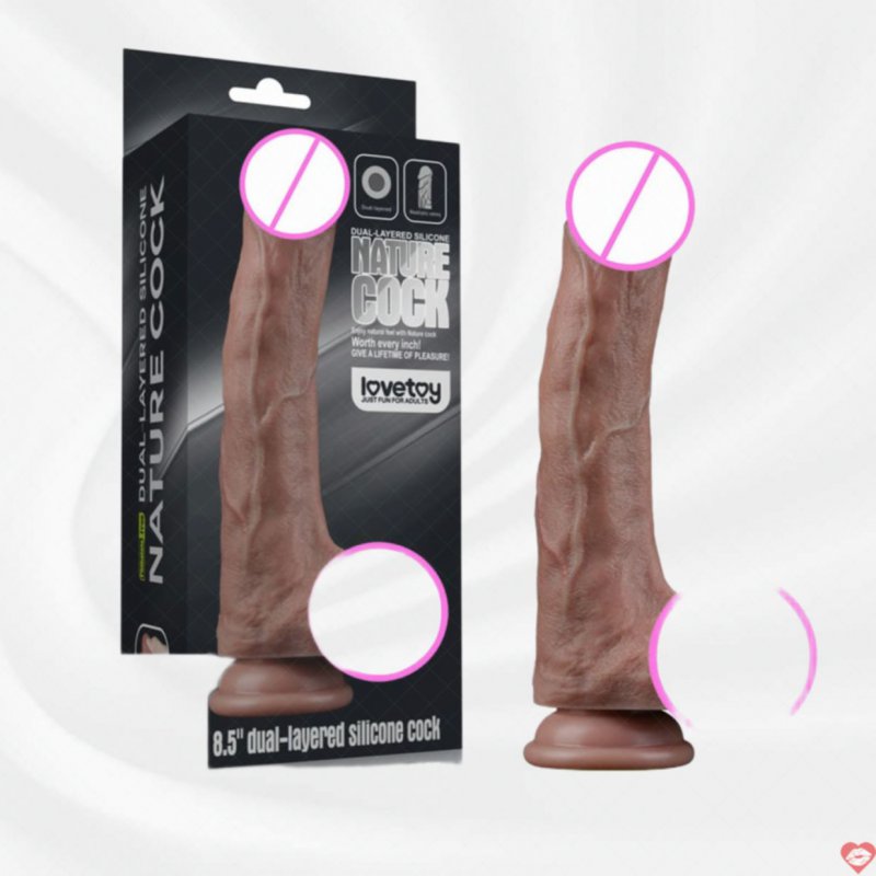 Dương vật giả hít tường silicon hai lớp Lovetoy Nature Cock 8.5 inch