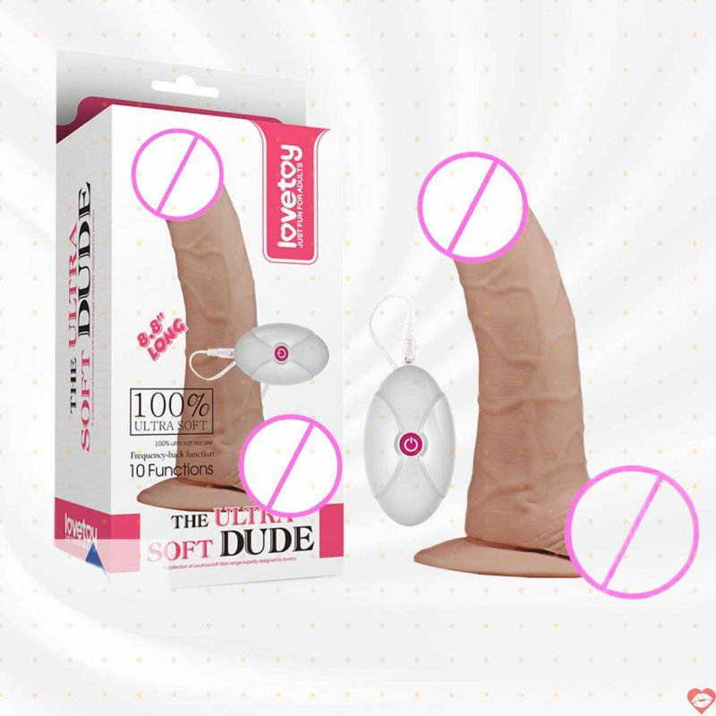 Dương vật giả gắn tường size lớn siêu rung Lovetoy Ultra Soft Dude 8.8