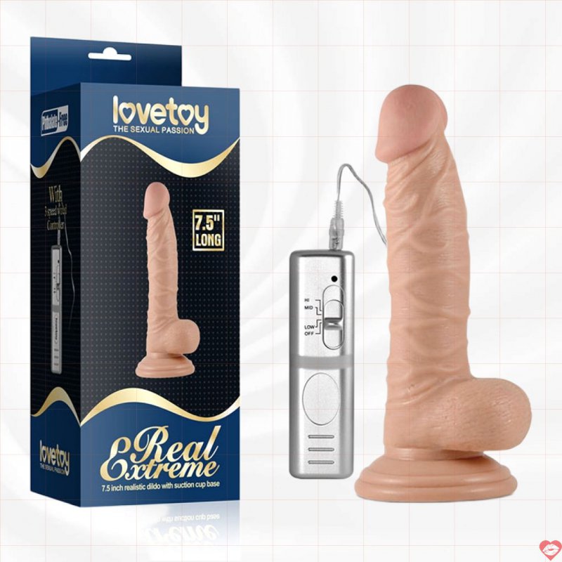 Dương vật silicon có rung gân nổi Lovetoy Real Extreme 7.5