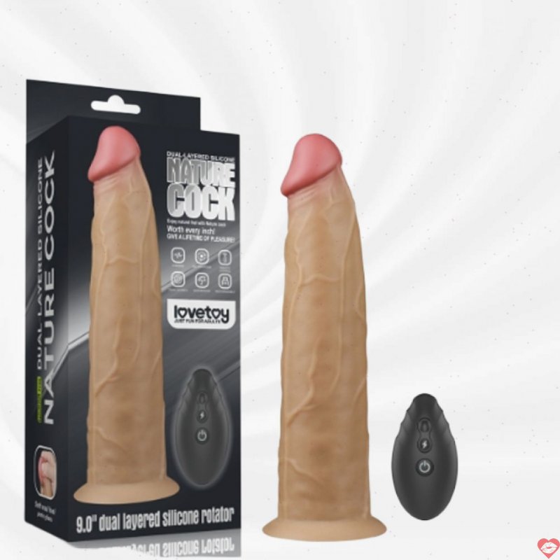Dương vật giả siêu mềm Lovetoy Rotator rung ngoáy điều khiển xa