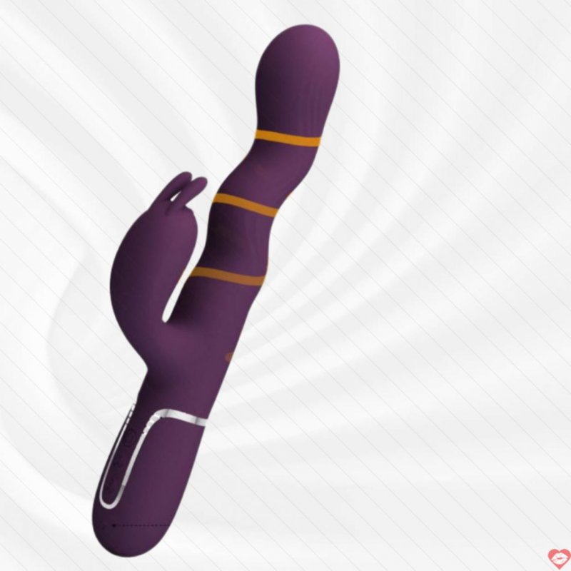Dương vật giả 3D tai thỏ Prettylove Laursen rung ngoáy zikzak Silicone
