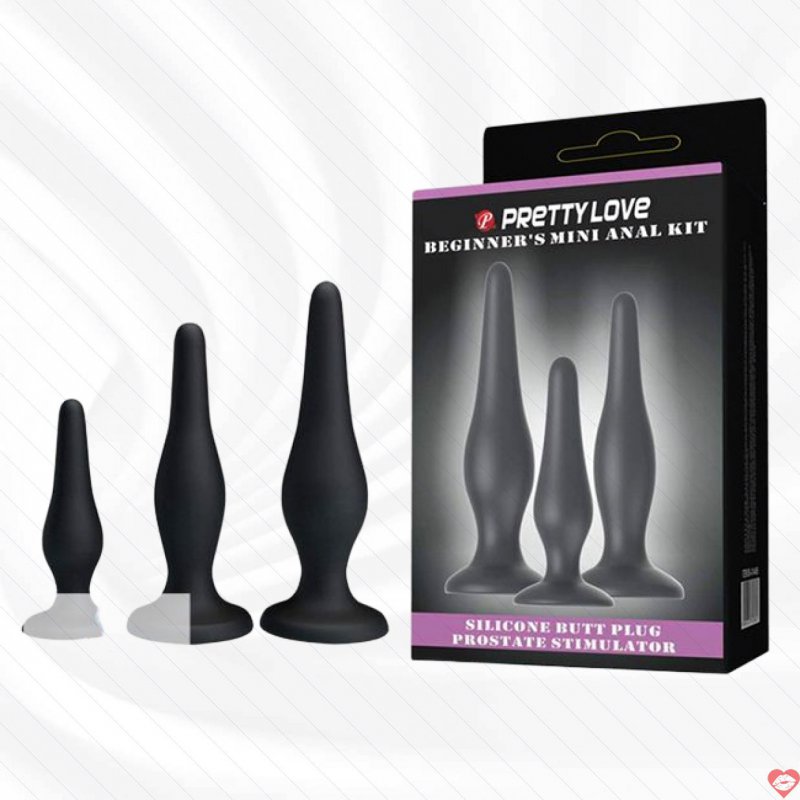 Bộ 3 butt plug silicone gắn tường Pretty Love