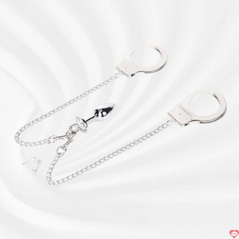 Phích cắm hậu môn nối liền còng tay BDSM kích thích cực đỉnh 