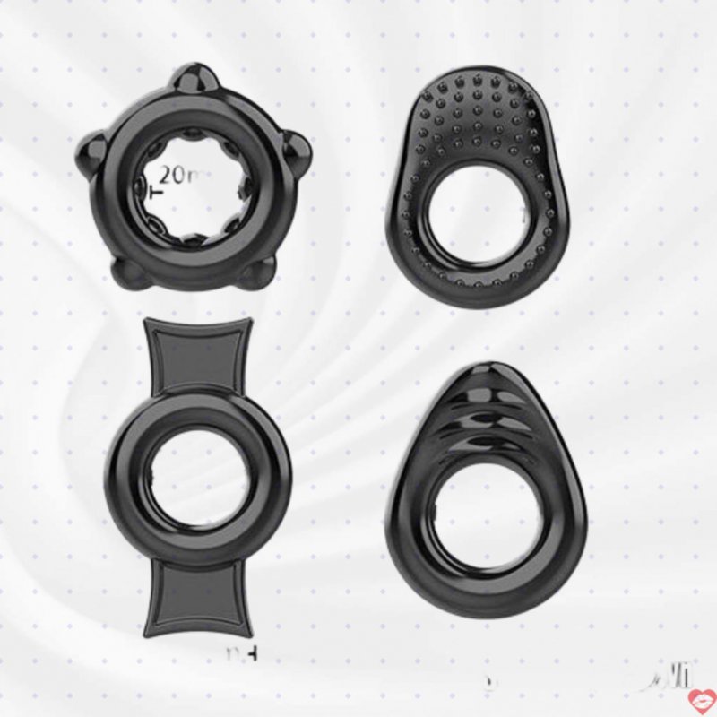 Vòng Đeo Dương Vật Silicone Bộ 4 Chống Xuất Tinh Sớm Hiệu Quả 