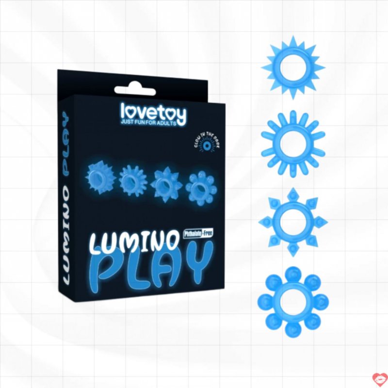 Lovetoy Lumino Play bộ 4 vòng gai silicone đeo dương vật